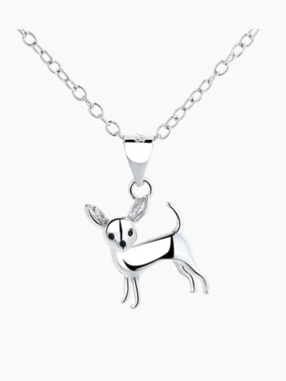Sterling Silver Chihuahua Pendant Necklace - Silver Dog Charm